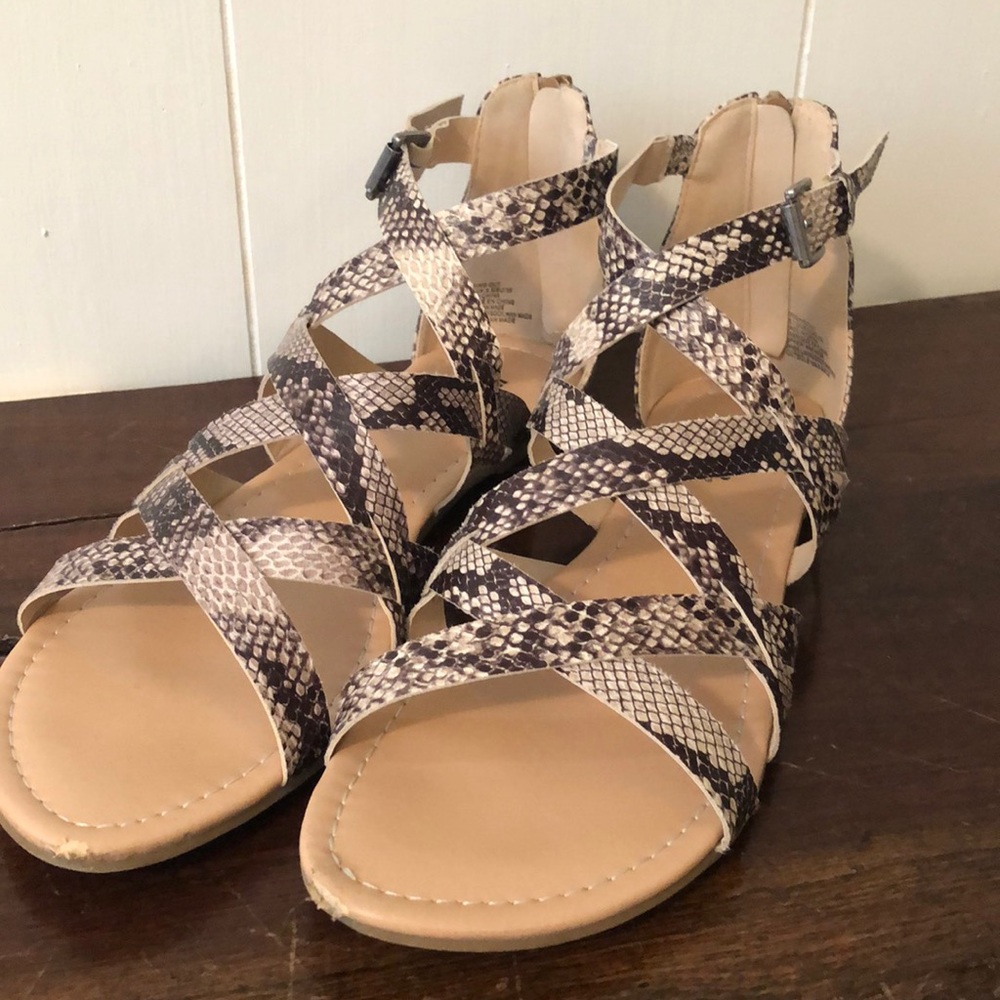 JustFab snakeskin gladiator sandals